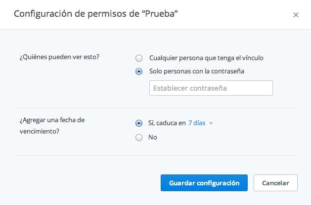 Compartir carpeta en Dropbox