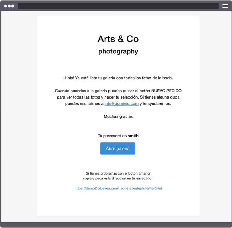 Invitaciones a galerías privadas en tu web