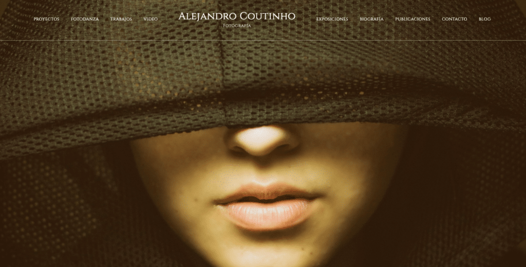 Portada página web de fotografía de Alejando Coutinho.